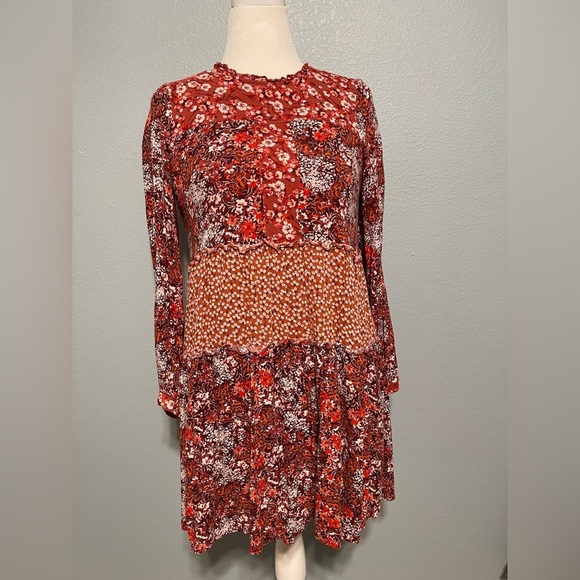 Maeve Dresses & Skirts - Anthropologie Maeve Esther Tiered Dress Red Fairy Grunge Boho Prairie Floral XS